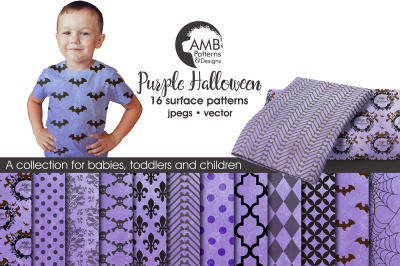 Purple Halloween patterns, Purple Grunge papers AMB-1097