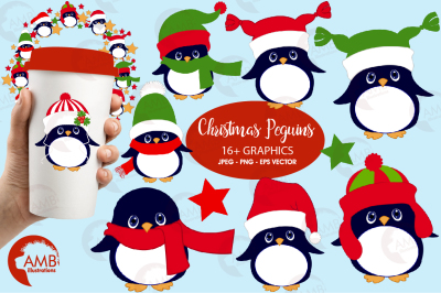 Christmas Penguins cliparts, Little Penguins cliparts AMB-1127