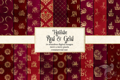 Heraldic Red and Gold Digital Paper