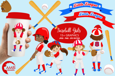 Baseball Girls cliparts, Girl Baseball cliparts AMB-1224