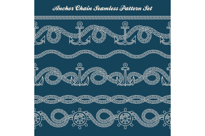 Anchor Chain Seamless Pattern Set