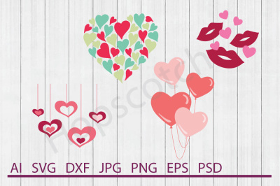 Hearts Bundle, SVG Files, DXF Files, Cuttable Files