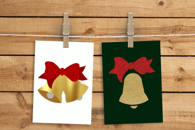Christmas Bells with Bow | SVG | PNG | DXF