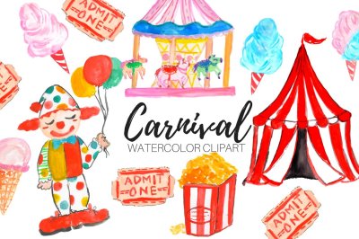 Watercolor Carnival Circus Clipart