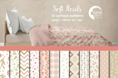 Soft Florals patterns, Floral papers AMB-1289