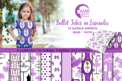 Ballet Tutus in Lavander patterns, Purple Tutu papers AMB-1320