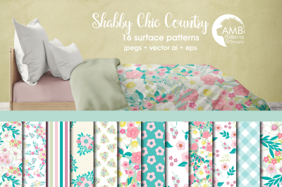 Shabby Chic Country patterns, Floral papers AMB-1322