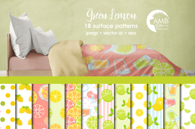 Green Lemon patterns, Lemonade papers AMB-1330