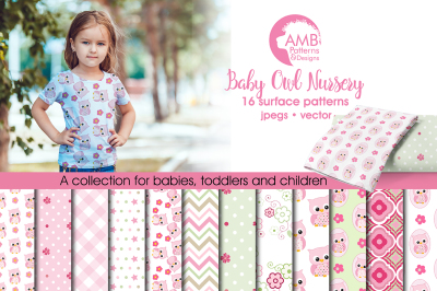 Baby Owl Nursery patterns, Owl Nursery papers AMB-1369