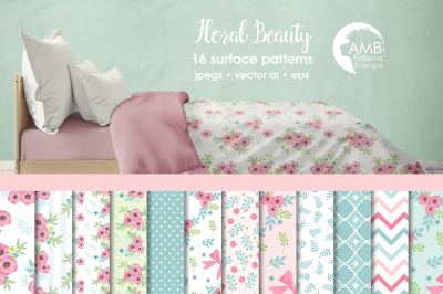 Floral Beauty patterns, Floral papers AMB-1376