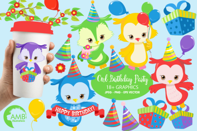 Owl Birthday Party Cliparts AMB-1379