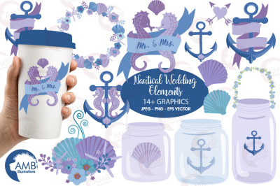 Nautical Wedding Elements, Nautical cliparts AMB-1386