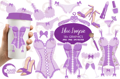 Lilac Lingerie cliparts, Purple Bachelorette cliparts AMB-2210