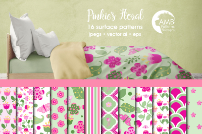 Pinkie's Floral patterns, Pink Floral papers AMB-1410