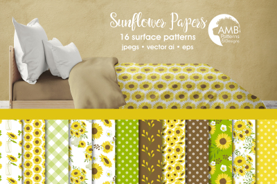 Sunflower patterns&2C; Sunflower papers AMB-1428