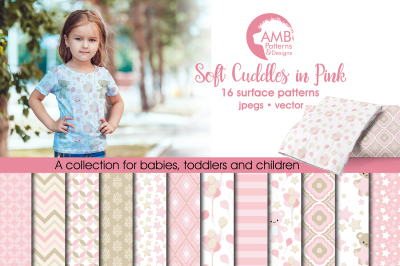 Soft Cuddles in Pink patterns, Nursery papers AMB-1449