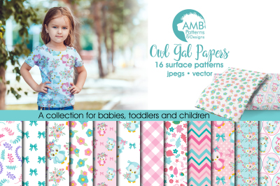 Owl Gal patterns, Girly Owl papers AMB-1503