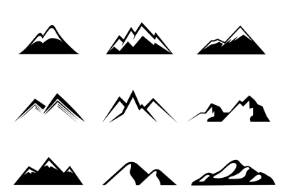 Mountains black vector icons