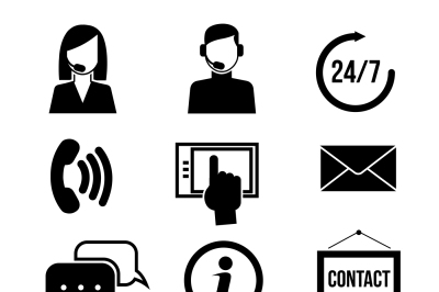 Support, customer service, call center and telemarketing vector icons