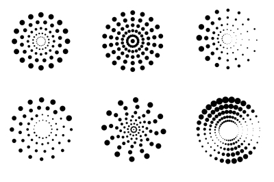 Abstract dotted spirals vector set