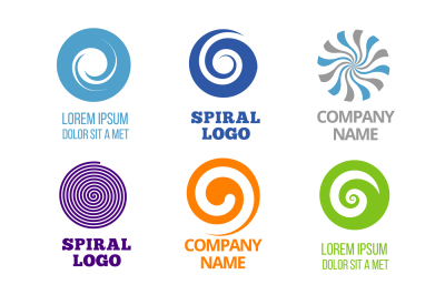 Spiral and swirl logos vector set