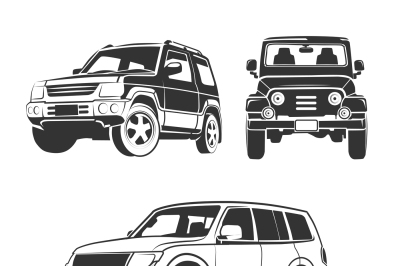 Vector elements for off-road suv car emblems, labels and badges