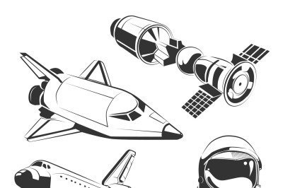 Vector elements for vintage space, astronaut labels and emblems