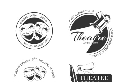 Vintage vector theatre labels, emblems, badges and logo