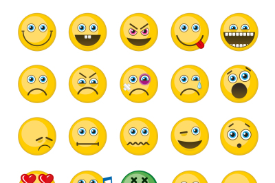 Emoji, emoticons vector icons set