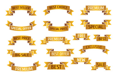 Gold premium sales vector banners set