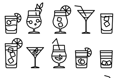 Cocktail line icons