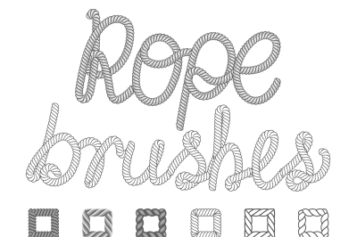 Rope nautical vector pattern brushes set