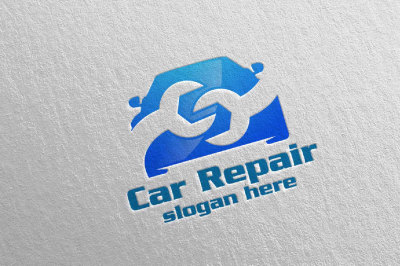 Car Service Logo with Car and repair Concept 1