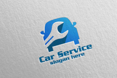 Car Service Logo with Car and repair Concept 3