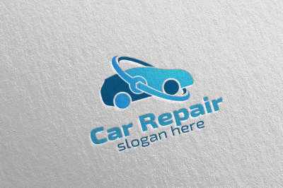 Car Service Logo with Car and repair Concept 4