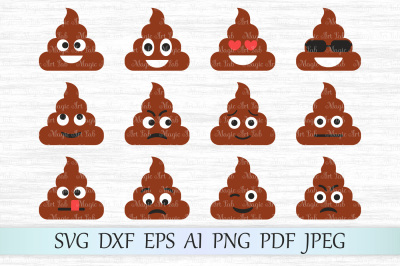 Poop emoji SVG, DXF, EPS, AI, PNG, PDF, JPEG