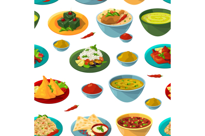 Indian national foods.Vector seamless pattern