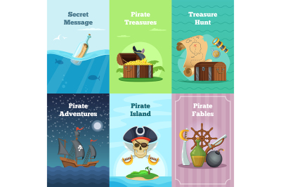 Different invitation cards of pirate theme