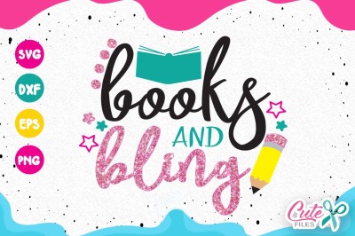 Books and bling svg, back to school svg