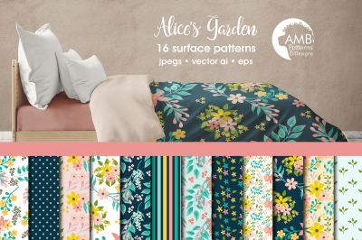 Alice's Garden patterns, Floral papers AMB-1834