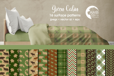 Green Cabin patterns, Green Cabin Life papers AMB-1876