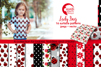 Lady Bug patterns, Ladybug papers AMB-1928