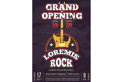 Retro opening rock music club, shop, sound record studio vintage poste