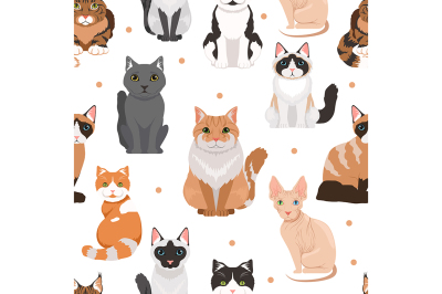 Vector seamless pattern of cute cats