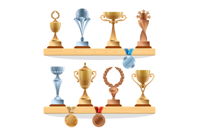 Trophy collections on the shelf