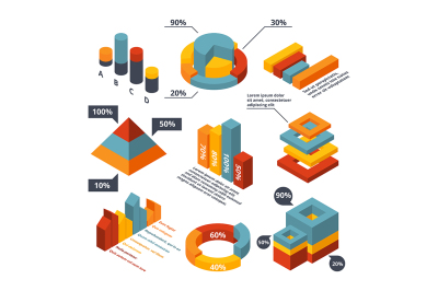 Different isometric elements for business infographic