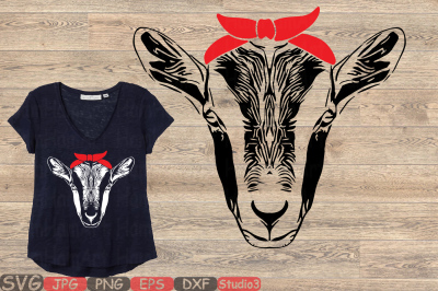 Goat Head whit Bandana SVG goats Farm Milk 873S