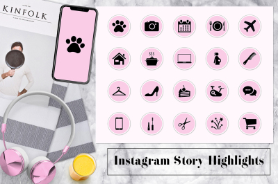 Instagram Green Pink Story Highlight covers By SvetaArtLana