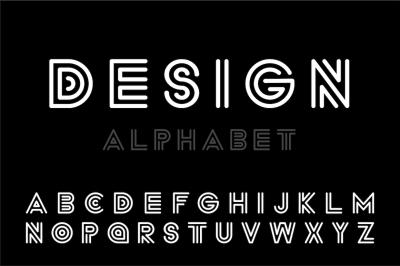 Modern designer font, striped letters