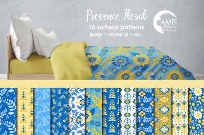 Provence Floral patterns, Blue Floral papers AMB-1813